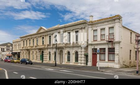 Ex STAR & GATTER HOTEL (1867-1914) a Oamaru, Otago, Nuova Zelanda, costruito in stile italiano. Più tardi usato come Masonic Hall e Lyric Hall. Foto Stock