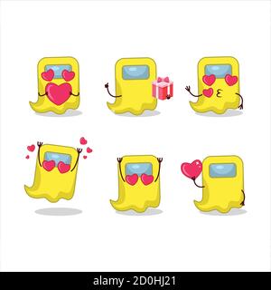 ghost among us personaggio cartoon giallo con amore simpatico emoticon Illustrazione Vettoriale