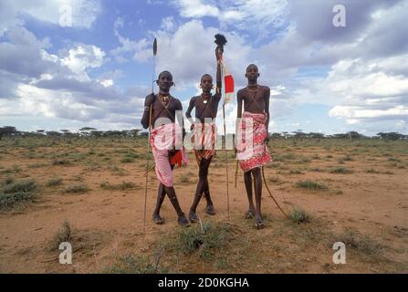 Guerrieri di Samboro in abito tradizionale Foto Stock