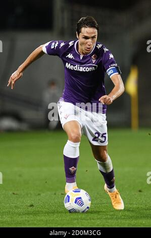 Firenze, Italia. 2 Ott 2020. Firenze, Italia, 02 Ott 2020, Federico Chiesa (ACF Fiorentina) in azione durante Fiorentina vs Sampdoria - Calcio italiano Serie A Match - Credit: LM/Matteo Papini Credit: Matteo Papini/LPS/ZUMA Wire/Alamy Live News Foto Stock