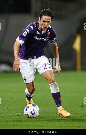 Firenze, Italia. 2 Ott 2020. Firenze, Italia, 02 Ott 2020, Federico Chiesa (ACF Fiorentina) in azione durante Fiorentina vs Sampdoria - Calcio italiano Serie A Match - Credit: LM/Matteo Papini Credit: Matteo Papini/LPS/ZUMA Wire/Alamy Live News Foto Stock