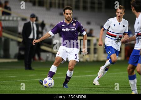 Firenze, Italia. 2 Ott 2020. Firenze, 02 Ott 2020, Giacomo Bonaventura (ACF Fiorentina) in azione durante Fiorentina vs Sampdoria - Calcio italiano Serie A match - Credit: LM/Matteo Papini Credit: Matteo Papini/LPS/ZUMA Wire/Alamy Live News Foto Stock