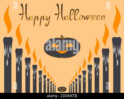 Halloween zucche evento alla festa. Halloween Flayer design. Vettore Illustrazione Vettoriale