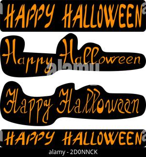 Felice Halloween. Set di lettere. Testo per adesivi Halloween, design. Vettore Illustrazione Vettoriale