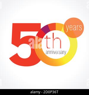 logo rotondo di 50 anni. Anno di anniversario della 50 a medaglia di modello grafico vettoriale. Compleanno saluti cerchio festeggia. Festeggiamo i numeri. Colorato Illustrazione Vettoriale