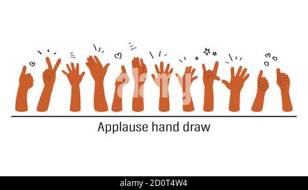 Applausi disegno a mano, illustrazione vettoriale su sfondo bianco Illustrazione Vettoriale