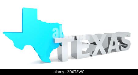 Mappa Texas isolata con sfondo bianco, rendering 3D Foto Stock