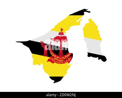 Bandiera in forma di paese geografico, Brunei Darussalam, Asia sudorientale, Asia Foto Stock