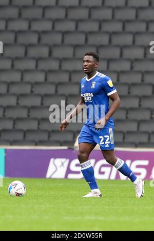 MILTON KEYNES, INGHILTERRA. 3 OTTOBRE 2020, Aristote Nsiala della città di Ipswich durante la prima metà della partita di Sky Bet League uno tra MK Dons e Ipswich Town allo stadio MK, Milton Keynes sabato 3 ottobre 2020. (Credit: John Cripps | MI News) Credit: MI News & Sport /Alamy Live News Foto Stock