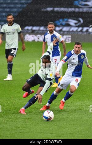 BLACKBURN, INGHILTERRA. 3 OTTOBRE Leandro Bacuna della città di Cardiff durante la partita del campionato Sky Bet tra Blackburn Rovers e Cardiff City a Ewood Park, Blackburn sabato 3 ottobre 2020. (Credit: Pat Scaasi | MI News) Credit: MI News & Sport /Alamy Live News Foto Stock