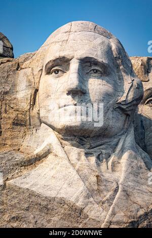 Ritratto di George Washington sul Monte Rushmore, South Dakota Foto Stock