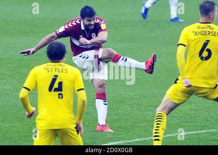 MIDDLESBROUGH, INGHILTERRA. 3 OTTOBRE 2020 Morsy ha un tiro al traguardo durante la partita del campionato Sky Bet tra Middlesbrough e Barnsley al Riverside Stadium di Middlesbrough sabato 3 ottobre 2020. (Credit: Tom Collins | MI News) Credit: MI News & Sport /Alamy Live News Foto Stock