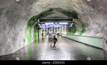 T-centralen, la famosa tunnelbana di Stoccolma Foto Stock