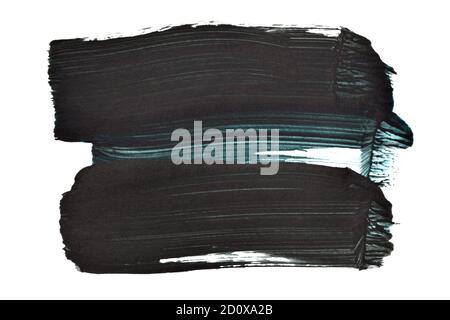 Pennellate espressive nere isolate su sfondo bianco Foto Stock