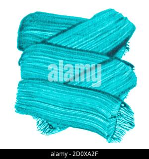 Pennellate traslucide blu verde isolate sul bianco sfondo Foto Stock