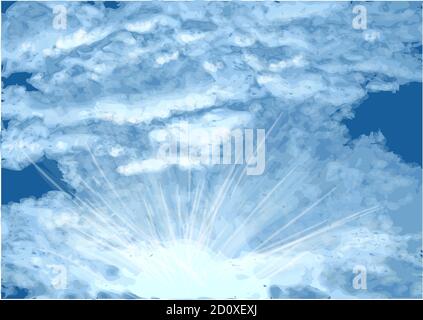 nuvole nel cielo blu, cielo blu e nuvole bianche Illustrazione Vettoriale