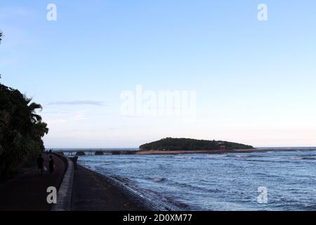 Isola di AOSHIMA di Miyazaki, e la porta torii shinto. Preso in agosto 2019. Foto Stock