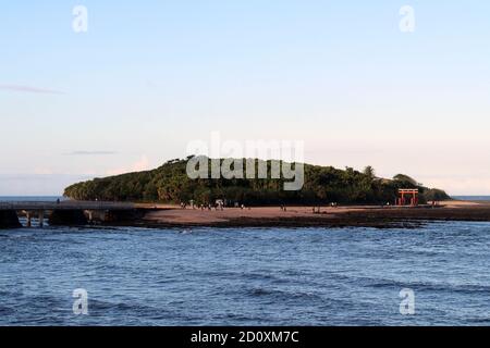 Isola di AOSHIMA di Miyazaki, e la porta torii shinto. Preso in agosto 2019. Foto Stock