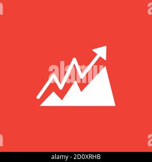 Icona grafico crescente su sfondo rosso. Illustrazione di Red Flat Style Vector. Illustrazione Vettoriale