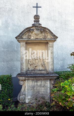 D-Borken, Hohe Mark Westmuensterland Nature Park, Muensterland, Westfalia, Renania Settentrionale-Vestfalia, NRW, santuario sulla strada del Burloer Strasse 27, rappresentazione pittorica del flagello e della beffa di Gesù Cristo Foto Stock