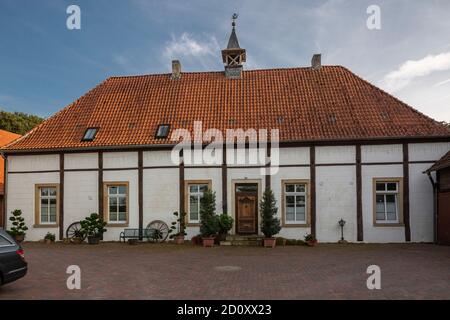 D-Borken, D-Borken-Marbeck, Hohe Mark Westmuensterland Nature Park, Muensterland, Westfalia, Renania Settentrionale-Vestfalia, NRW, Manor House e grange Engelrading, ex castello e proprietà aristocratica e cavalieri Foto Stock