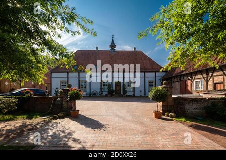 D-Borken, D-Borken-Marbeck, Hohe Mark Westmuensterland Nature Park, Muensterland, Westfalia, Renania Settentrionale-Vestfalia, NRW, Manor House e grange Engelrading, ex castello e proprietà aristocratica e cavalieri Foto Stock