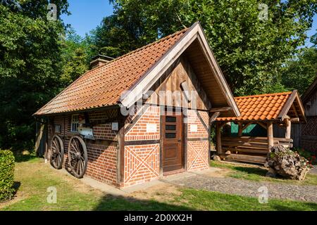 D-Borken, D-Borken-Marbeck, Hohe Mark Westmuensterland Nature Park, Muensterland, Westfalia, Nord Reno-Westfalia, NRW, panettiere presso la Casa dei nativi Marbeck, casa a graticcio Foto Stock