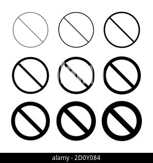 Icona di arresto piatto isolata su sfondo bianco. Illustrazione vettoriale moderna. Nero nessun simbolo di immissione impostato . Illustrazione Vettoriale