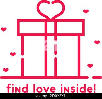 trova l'amore all'interno della confezione regalo rosa Illustrazione Vettoriale