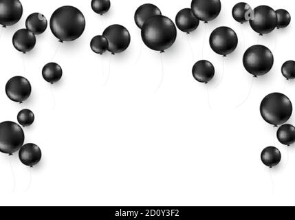 Palloncini neri isolati su sfondo bianco. Modello decorazione black friday. Illustrazione vettoriale Illustrazione Vettoriale