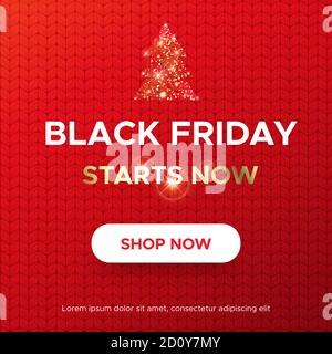 Banner Web Black Friday sale su sfondo rosso Illustrazione Vettoriale