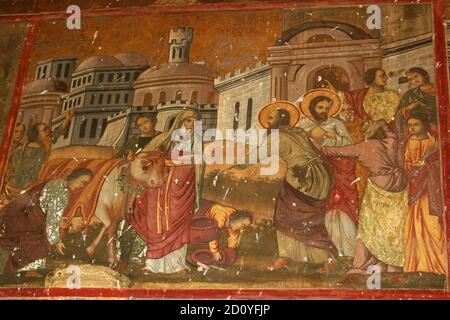 Affreschi al Monastero di Caldarusani, Contea di Ilfov, Romania Foto Stock