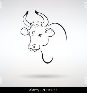 simbolo del toro bianco dell'anno su sfondo chiaro Illustrazione Vettoriale