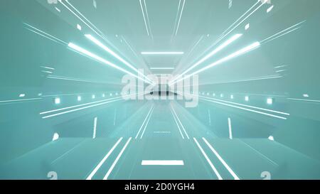 Corridoio in una navicella spaziale 3d futuristico progettazione Sci-fi 3d rendering 3d Foto Stock
