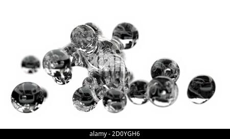 Bolle acqua bollente struttura molecolare 3d rendering Foto Stock