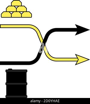 Icona della tabella di confronto dell'oro e dell'olio. Contorno modificabile con disegno riempimento colore. Illustrazione vettoriale. Illustrazione Vettoriale