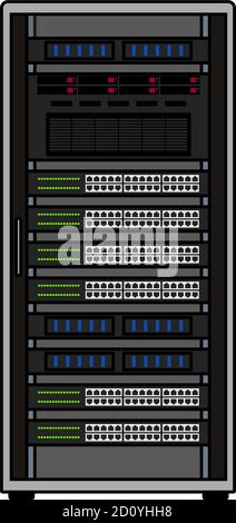 Icona Server rack. Contorno modificabile con disegno riempimento colore. Illustrazione vettoriale. Illustrazione Vettoriale
