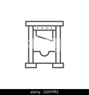 Simbolo dell'icona vettoriale della ghigliottina isolato su sfondo bianco Illustrazione Vettoriale