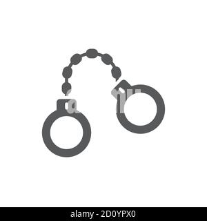 Bracciali e simbolo dell'icona vettoriale del badge della polizia isolati in bianco sfondo Illustrazione Vettoriale