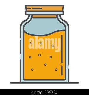 Icona Jar of JAM line ART. Vettore piano di contorno. Illustrazione Vettoriale