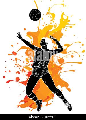 Pallavolo Sport ragazza e palla Cartoon Vector Illustrazione Illustrazione Vettoriale