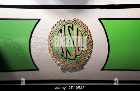 Logo del modello militare NSU, 7/9 hp, Moto nella prima guerra mondiale, PS.SPEICHER Museum, Einbeck, bassa Sassonia, Germania, Europa Foto Stock