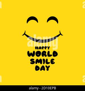 Banner Happy World Smile Day. Buon umore. Concetto di divertimento. Vettore su sfondo isolato. EPS 10 Illustrazione Vettoriale