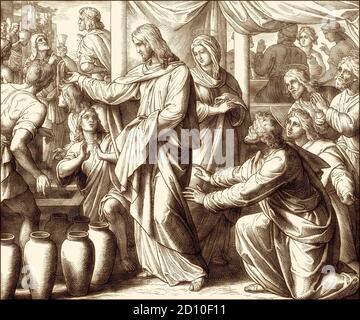 Matrimonio a Cana, nuovo Testamento, di Julius Schnorr von Carolsfeld, 1860 Foto Stock