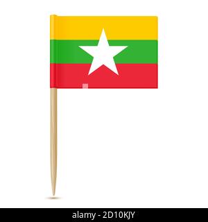 Bandiera di Myanmar. Toothpick bandiera Illustrazione Vettoriale