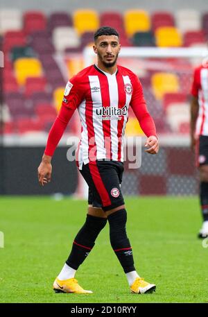 Brentford, Regno Unito. 04 ottobre 2020. Brentford ha detto Benrahma durante la partita del campionato Sky Bet disputata a porte chiuse tra Brentford e Preston North End al Brentford Community Stadium di Brentford, in Inghilterra. Giocato senza sostenitori in grado di partecipare a causa delle attuali regole del governo durante la pandemia COVID-19 il 4 ottobre 2020. Foto di Andrew Aleksiejczuk/prime Media Images. Credit: Prime Media Images/Alamy Live News Foto Stock