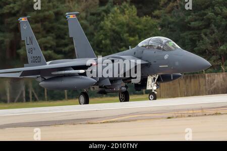 Boss Jet del 48° FW (48° Fighter Wing CO) si prepara per il decollo Foto Stock