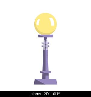 Lampada da strada rotonda. Illustrazione con isolamento vettoriale in stile piatto. Illustrazione Vettoriale
