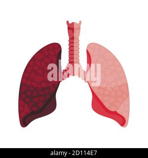 Icona polmoni, stile piatto. Organi interni dell'elemento di disegno umano, logo. Anatomia, concetto di medicina. Assistenza sanitaria. Isolato su sfondo bianco Illustrazione Vettoriale