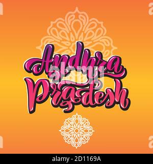 Andhra Pradesh. Scritta a mano tipografia tipografica Calligraphy per logotipo Illustrazione Vettoriale